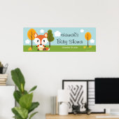 キツネおむつベビーシャワーバナー ポスター (ホームオフィス)