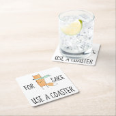 キツネおもしろいにコースターを使用する スクエアペーパーコースター (インサイチュ)