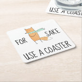 キツネおもしろいにコースターを使用する スクエアペーパーコースター (アングル)