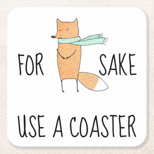 キツネおもしろいにコースターを使用する スクエアペーパーコースター (正面)