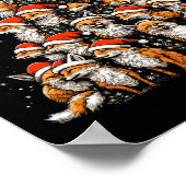 キツネおもしろいクリスマスツリーキツネクリスマスキツネ恋人キッズ ポスター (角)