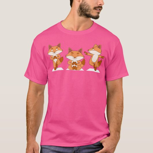キツネおもしろいヨガキツネ動物愛好家Iナマステキツネ Tシャツ (正面)