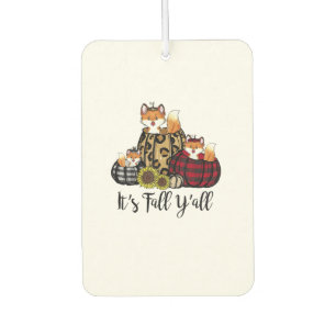 キツネおもしろい秋Y'all Thanksgiving Animal Love カーエアーフレッシュナー