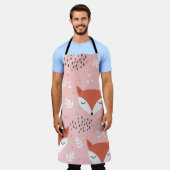 キツネおもしろい:かわいい森のパターン エプロン (着用した状態)