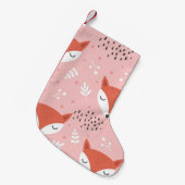 キツネおもしろい:かわいい森のパターン スモールクリスマスストッキング (正面 (吊り時))