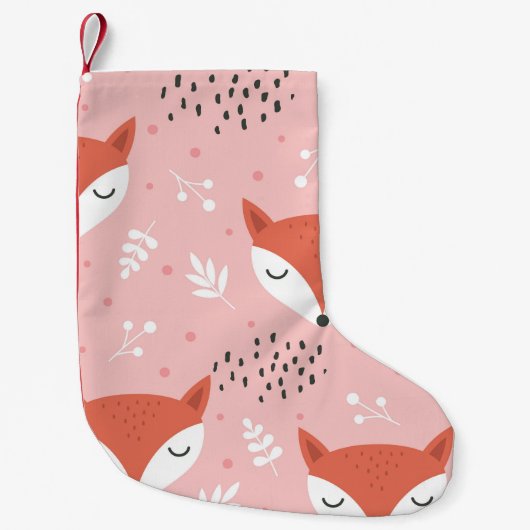 キツネおもしろい:かわいい森のパターン スモールクリスマスストッキング (正面)