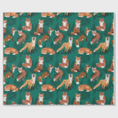 キツネおよびシダ ラッピングペーパー (フラット)