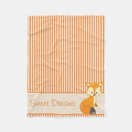 キツネおよびタン及びオレンジはパーソナライズな|を縞で飾ります フリースブランケット