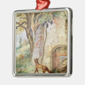 キツネおよびブドウのイラストレーションのための メタルオーナメント (左)