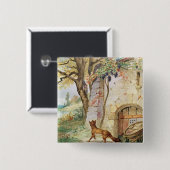 キツネおよびブドウのイラストレーションのための 缶バッジ (正面&裏面)