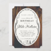 キツネおよび月桂樹の木製の誕生日の招待 招待状 (正面)