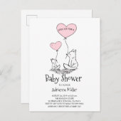 キツネお洒落とバルーン男の子シャワー インビテーションポストカード (正面/裏面)