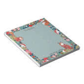 キツネお洒落キノコティール(緑がかった色)ウッドランドクリスマス ノートパッド (アングル)