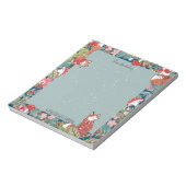 キツネお洒落キノコティール(緑がかった色)ウッドランドクリスマス ノートパッド (回転)