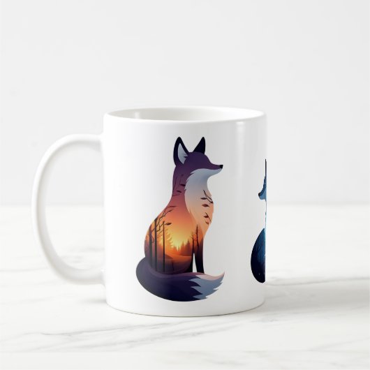 キツネお洒落セラミック製マグカップ コーヒーマグカップ (左)