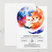 キツネお洒落バースデーパーティードリライト 招待状 (正面/裏面)