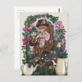 キツネお洒落不機嫌ハッターアリスin Wonderland Art ポストカード (正面/裏面)