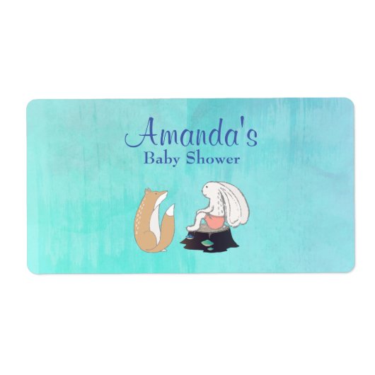 キツネお洒落及びラビット水瓶ラベル ラベル (正面)