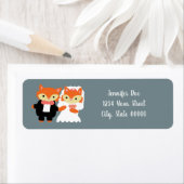 キツネかわいいグ結婚レイのパーソナライズ差出人住所 ラベル (インサイチュ)