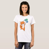 キツネかわいい動物ハエ風船の子ども Tシャツ (正面フル)
