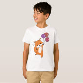 キツネかわいい動物ハエ風船の子ども Tシャツ (正面フル)