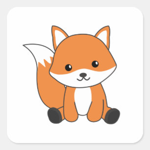 キツネかわいい森林動物キツネレッドキツネ スクエアシール