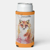 キツネかわいい赤絵を描水彩画クール術 スリム缶クーラー (Seltzer正面)