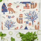 キツネかわいこちゃんモノグラム キッチンタオル (折り畳み)