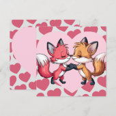 キツネがハートをくっつけるバレンタインデーのラブカード シーズンカード (正面/裏面)