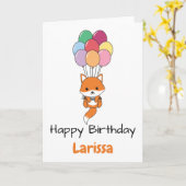 キツネがバルーンカードカラフルで飛び上がる カード (黄色い花)