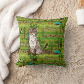 キツネが付いている木製のバッジの景色の枕 クッション (ブランケット)