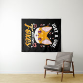 . .キツネが好きな女の子かわいいキツネ タペストリー (インサイチュ(横))