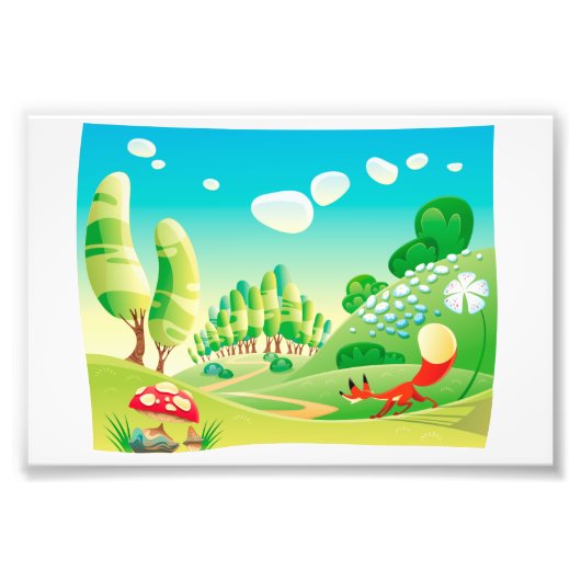 キツネが森の中。 フォトプリント            (正面)