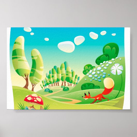 キツネが森の中。 ポスター (正面)