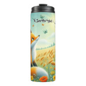 キツネが畑の蝶を眺める タンブラー (正面)