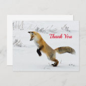 キツネが雪を飛ばす写真ありがとう ポストカード (正面/裏面)
