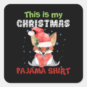キツネこれは私のクリスマスパジャマシャツTシャツキツネ スクエアシール