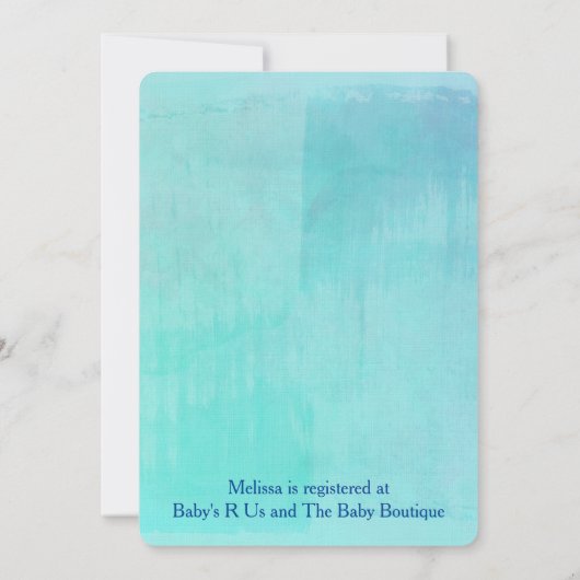 キツネとお洒落うさぎターコイズベビーシャワー 招待状 (裏面)