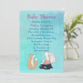 キツネとお洒落うさぎターコイズベビーシャワー 招待状 (スタンド正面)