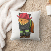 キツネとしてヘルメット付き消防士 クッション (ブランケット)