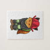 キツネとしてヘルメット付き消防士 ジグソーパズル (横)