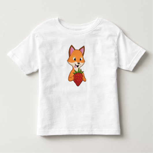 キツネとイチゴ トドラーTシャツ (正面)