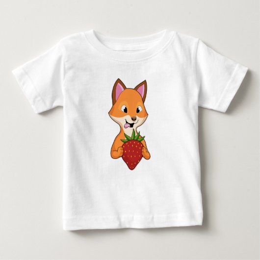キツネとイチゴ ベビーTシャツ (正面)