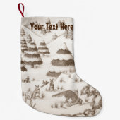 キツネとウサギ遊の季節の雪景色 スモールクリスマスストッキング (正面)