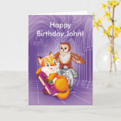 キツネとオウム カード (黄色い花)