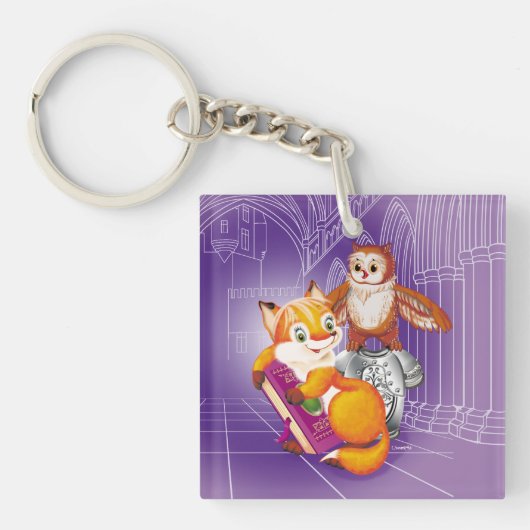 キツネとオウム キーホルダー (正面)