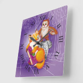 キツネとオウム スクエア壁時計 (傾斜)