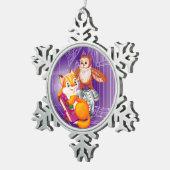 キツネとオウム スノーフレークピューターオーナメント (右)