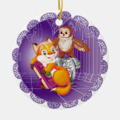 キツネとオウム セラミックオーナメント (正面)