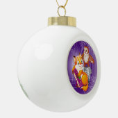 キツネとオウム セラミックボールオーナメント (左)